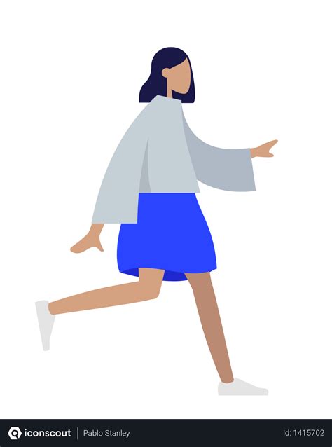 Free Walking girl Illustration download in PNG & Vector format