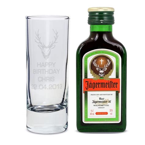 Personalised Shot Glass With Mini Jagermeister