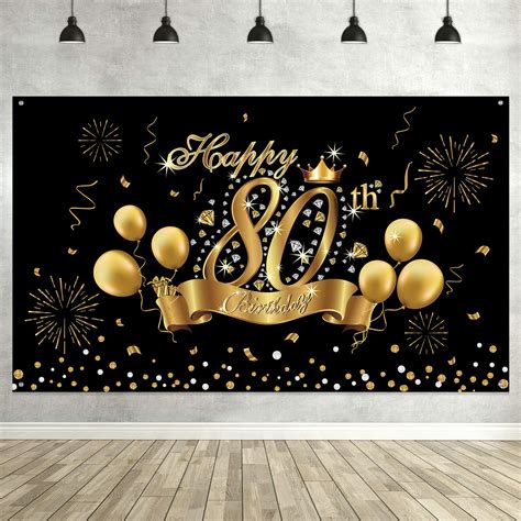 Buy Happy Th Birthday Decoration Banner Backdrop Party Decoration Black Gold Birthday