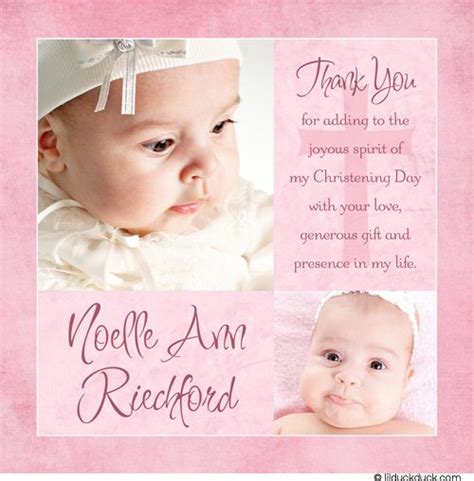 It was wonderful seeing you at the shower and i'm so glad we got to catch up. Modern Girl Baptism Thank You Card - Two Photo Pink Baby | Christening thank you cards, Baptism ...