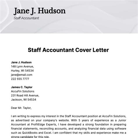 Free Accountant Cover Letter Templates And Examples Edit Online