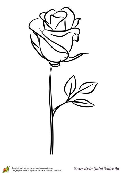 Simple Rose With Stem Outline Leafonsand