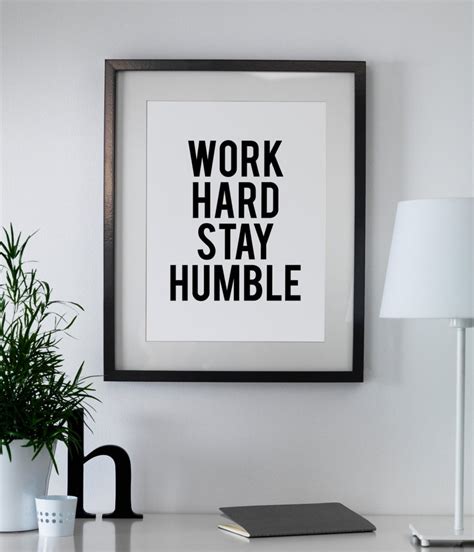 Work Hard Stay Humble Typography Print Inspirational Quote Etsy
