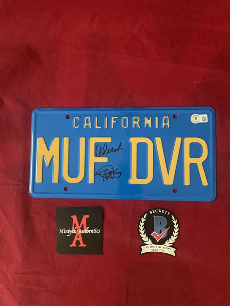 Chong008 Muff Dvr Metal License Plate Autographed By Cheech And Chong Mintych Authentics