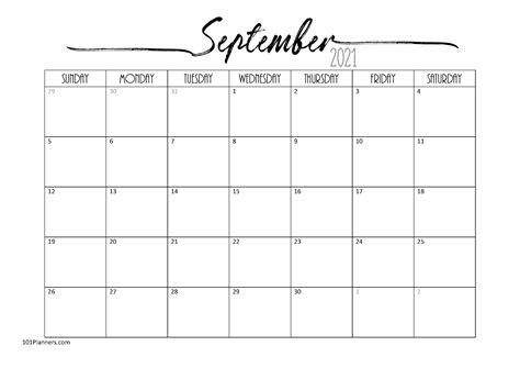 Blank Calendar September 2021 Printable Printable Word Searches