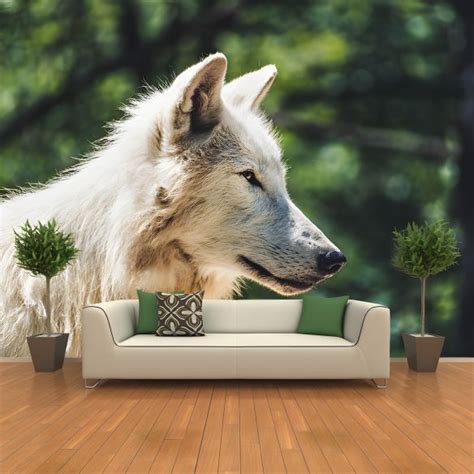 Contemporary Style Wolf Mural Eco Friendly Wallpaper Wall Covering For