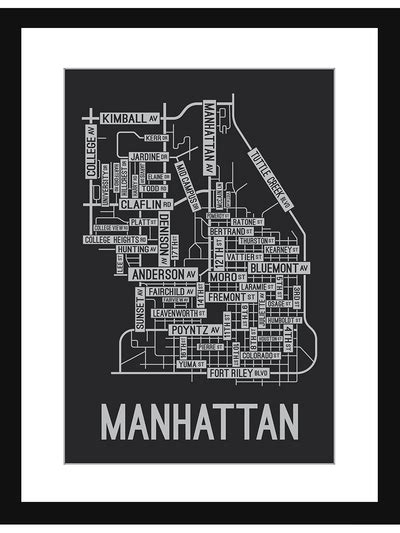 Manhattan Kansas Street Map Print School Street Posters