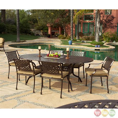 Be the talk of the neighborhood this season and many more to come, and make the best seat in the house outdoors with a cast aluminum set from fortunoff backyard store. Charleston 7pc Cast aluminum Outdoor Oval Dining Set ...