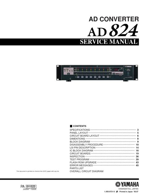 Yamaha Ad 824 Service Manual Pdf Decibel Electrical Connector