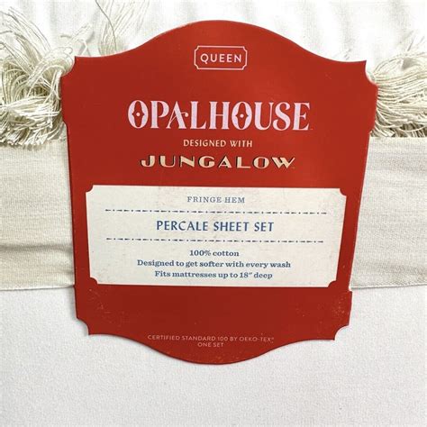 Opalhouse Jungalow Fringed Cotton Percale Sheet Set Queen Cream New