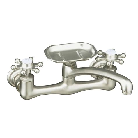 Other faucets may be uninstalled/installed differently. KOHLER Antique 8 in. Wall-Mount 2-Handle Low-Arc Kitchen ...