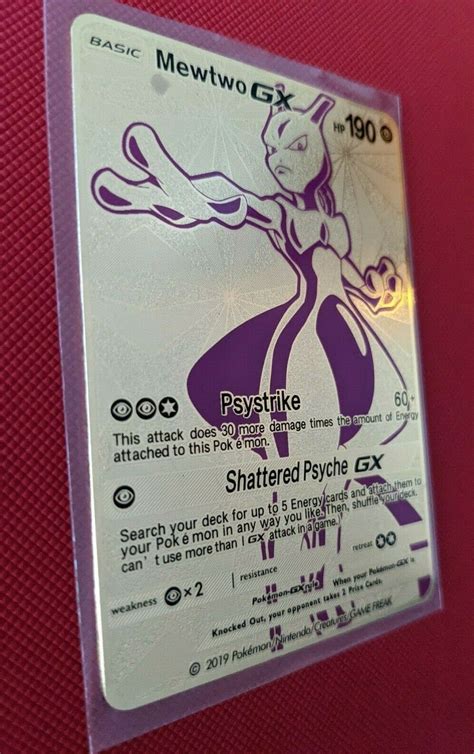 Mavin Pokemon Mewtwo Gx Custom Gold Metal Pokemon Card