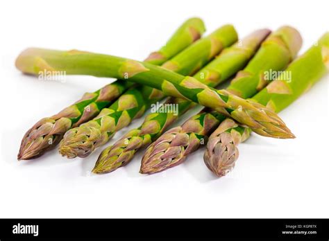 Fresh Green Asparagus Spears On White Background Stock Photo Alamy