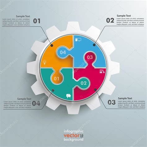 Infografía De Engranajes De Rompecabezas De Círculo De Colores — Vector