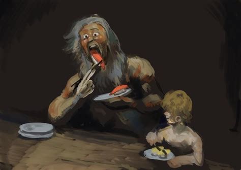 Chronos Eating Sushi With His Son By 茶んた Saturn Devouring His Son