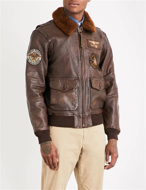 Polo Ralph Lauren G1 Leather Bomber Jacket In Brown For Men Lyst