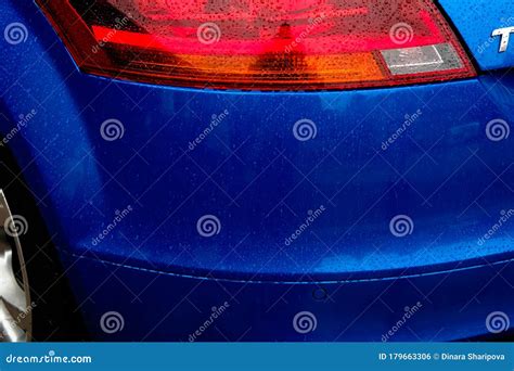 Blue Car Detail Car Headlight Vehicle Lighting Source Stock Photo