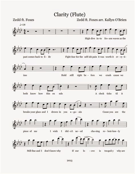 Flute Sheet Music: Clarity - Sheet Music | Flute sheet music, Sheet music, Music charts