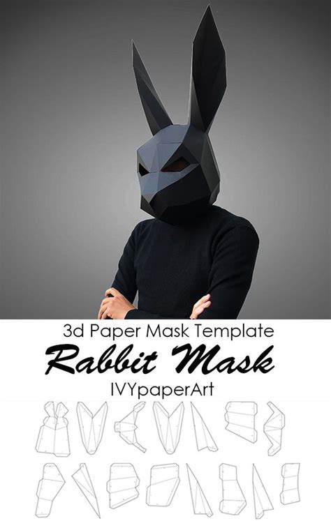 Rabbit Mask Template Paper Mask Papercraft Mask Masks 3d Etsy Paper