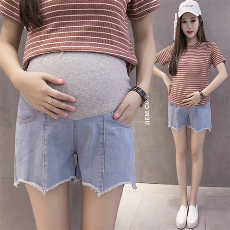 Buy Denim Blue Maternity Shorts For Pregnant Women Maternidade Pregnancy Shorts