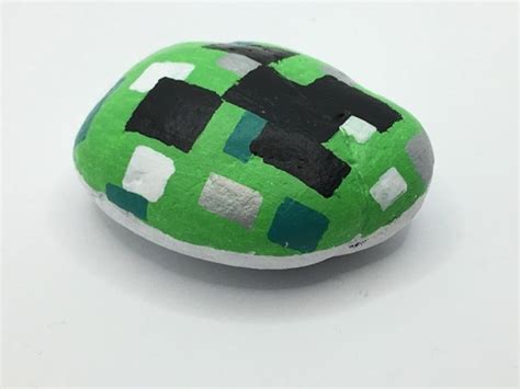 Minecraft Creeper Rocks Stones Hand Painted By Katie Hone Etsy