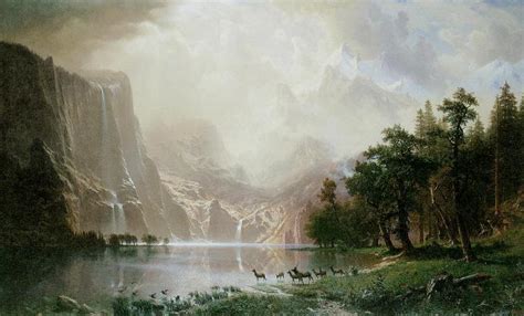 Among The Sierra Nevada Mountains Albert Bierstadt Oil Painting