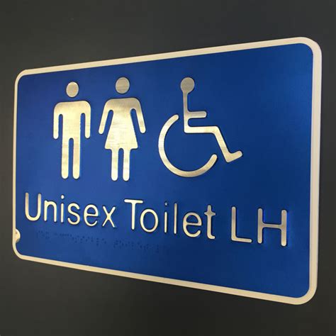 Unisex Accessible Toilet Braille Sign Left Hand