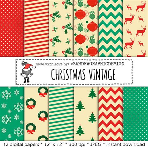 Christmas Digital Paper Vintage Christmas With Vintage Christmas