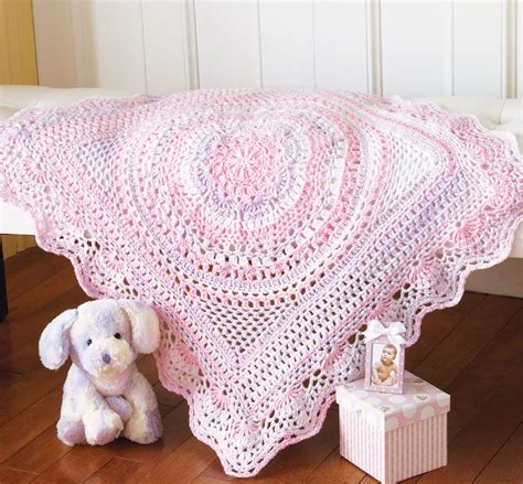 Flower Circle In The Square Lacy Baby Blanket Crochet