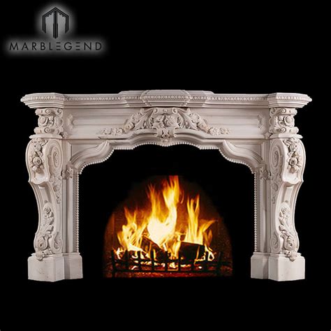 Custom Design Hand Carved Flower Marble Fireplace Surround Marble