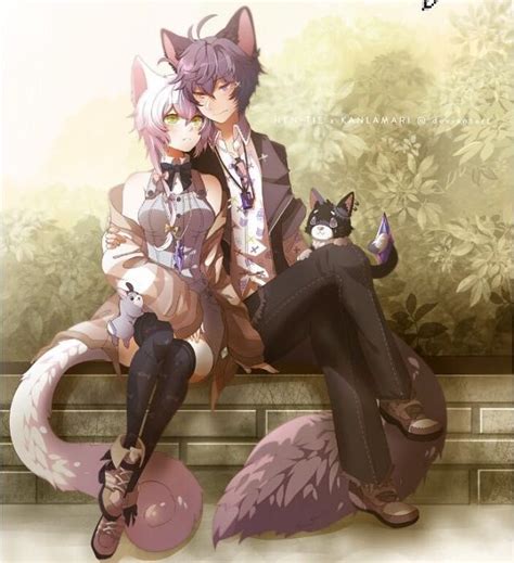 Cat Girl And Wolf Boy Anime Cat Girl Character Drawing