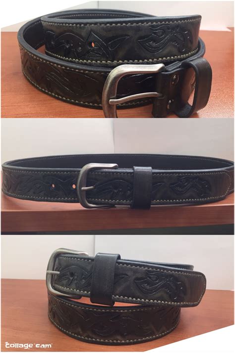 Leather belt, contour stamping Кожаный ремень, контурное тиснение ...