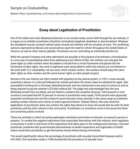 ⇉essay about legalization of prostitution essay example graduateway
