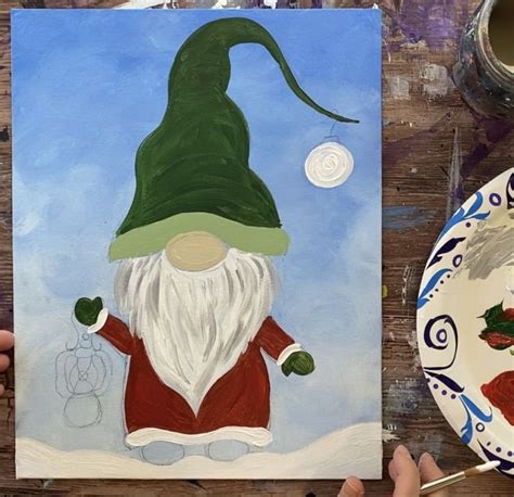 How To Paint A Winter Gnome Painting Happy Paintings Christmas Arts