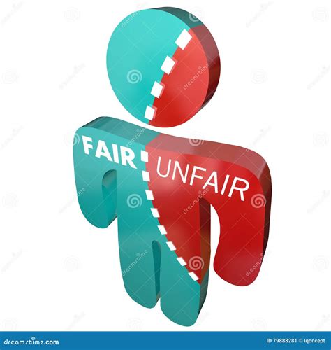 Fair And Unfair Vector Cartoon Stick Figure Illustration