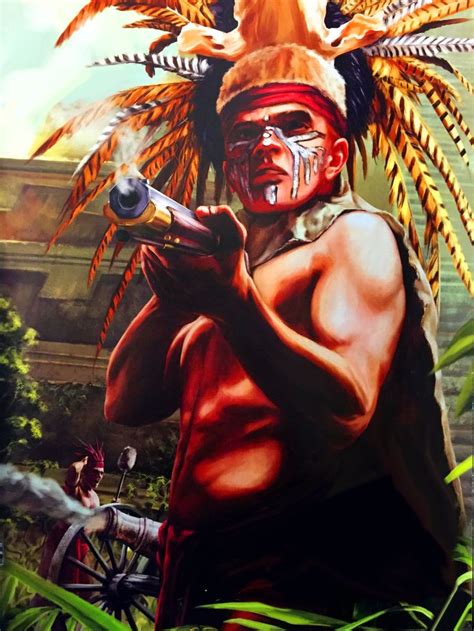 Aztec Warriors In Combat With Captured Spanish Gunpowder Weaponry