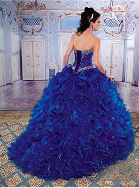 Cheap Royal Blue Quinceanera Dresses 2017 Ball Gown Beaded Ruffles