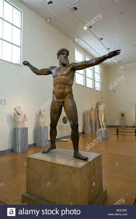 Bronze Statue Of Zeus Or Poseidon National Archaeological Museum Stock