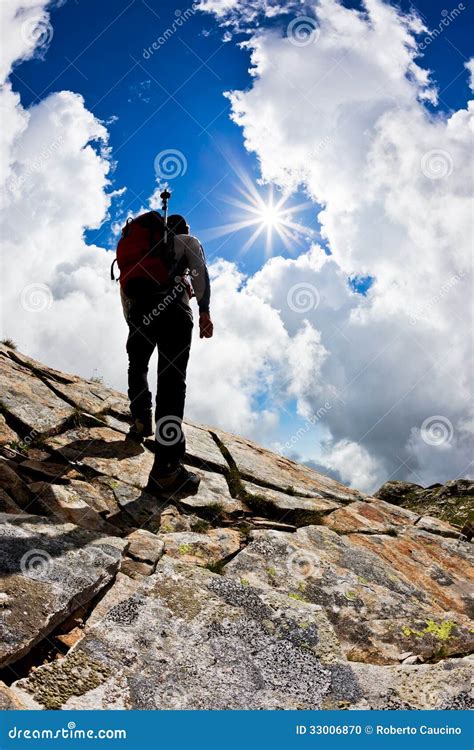 Man Hiking Up Mountain Stock Photo Image Of Black Caucasian 33006870