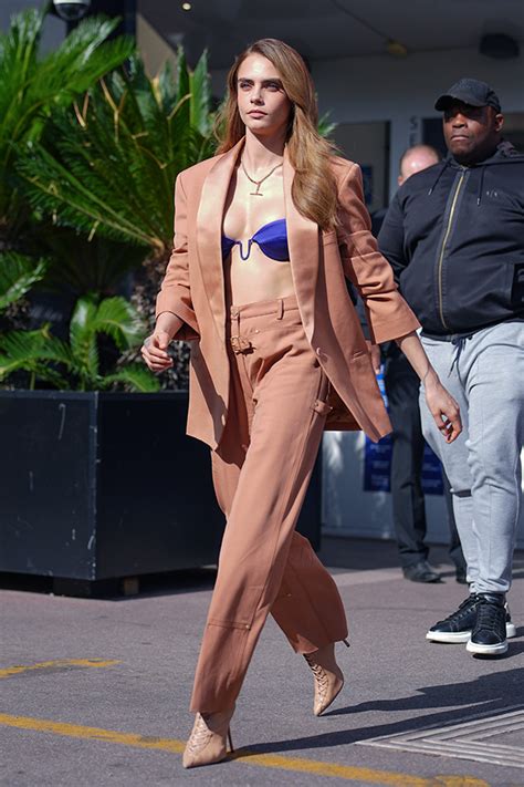 Cara Delevingnes Blue Bra And Tan Suit For ‘planet Sex Photos