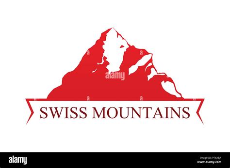 Red Emblem With Swiss Mountains Stock Vector Image And Art Alamy