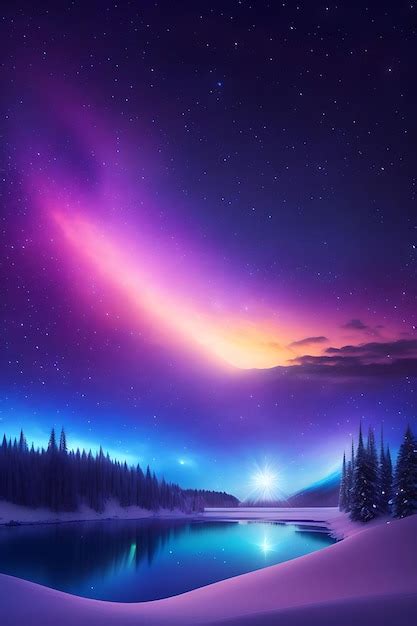 Premium Ai Image Abstract Colorful Winter Wonderland Night Sky With