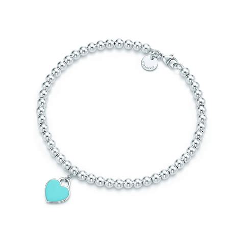 Return To Tiffany® Mini Heart Tag In Sterling Silver On A Bead Bracelet