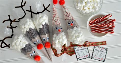 Santa And Reindeer Hot Cocoa Cones Easy Holiday Craft