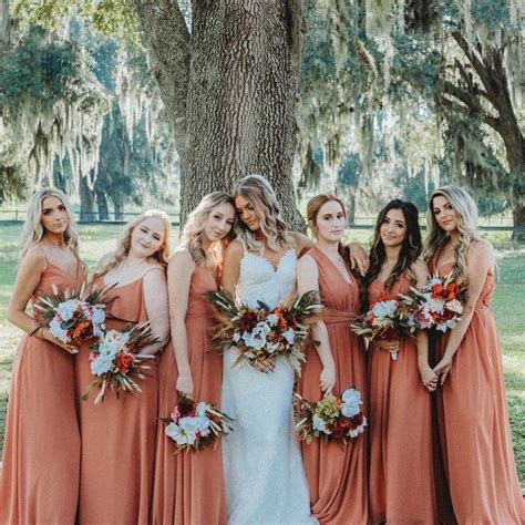 Terracotta Bridesmaid Dresses Real Weddings Birdy Grey Garden