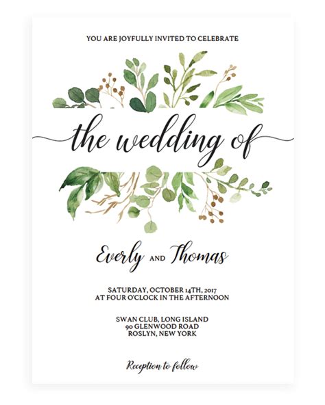 Green Wedding Invitation Templates