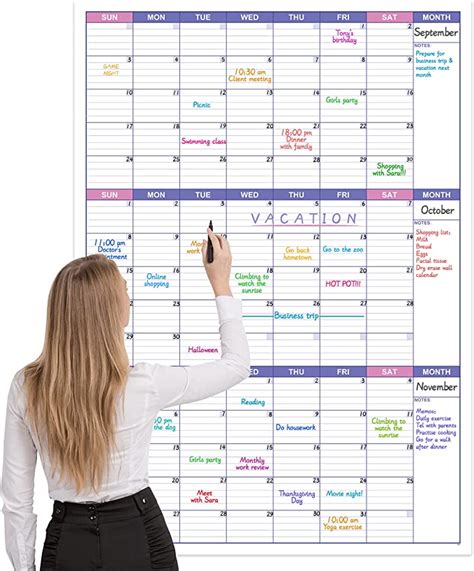 Large Dry Erase Calendar For Wall Undated 3 Month Wall