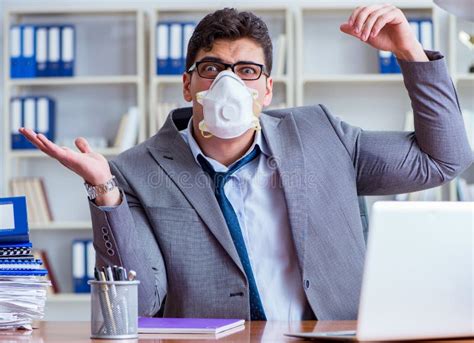 Businessman Sweating Excessively Smelling Bad In Office At Workp Stock