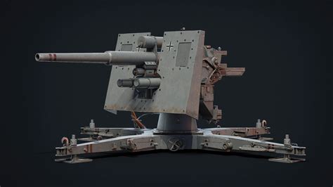 3d Flak Cannon Gameready 88 Model Turbosquid 1551769