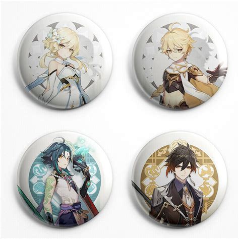 Pins Set Of 4 Genshin Impact Deluxe Badges 07 Etsy
